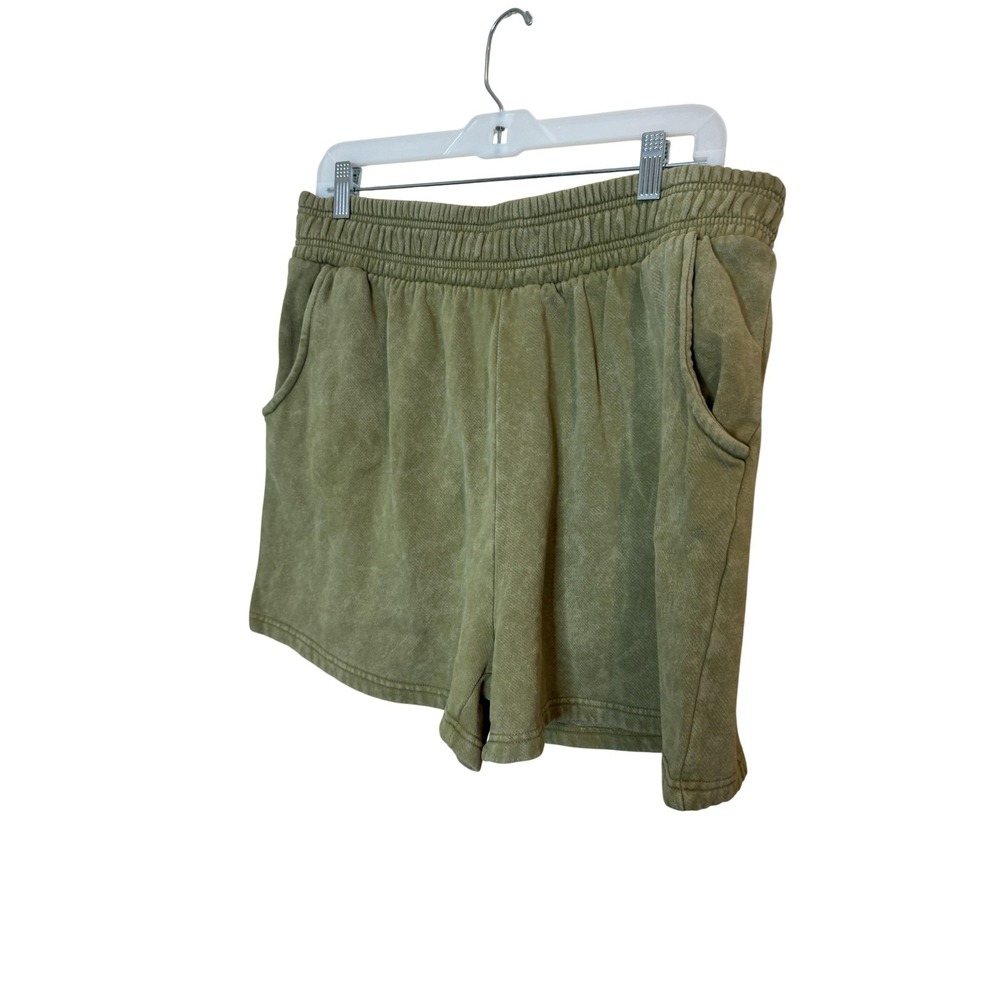 Pretty Little Thing Shape Sweat Shorts Womens Large Green Fleece Elastic Waist